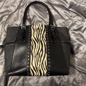 Michael Kors Black and Zebra Pattern Tote